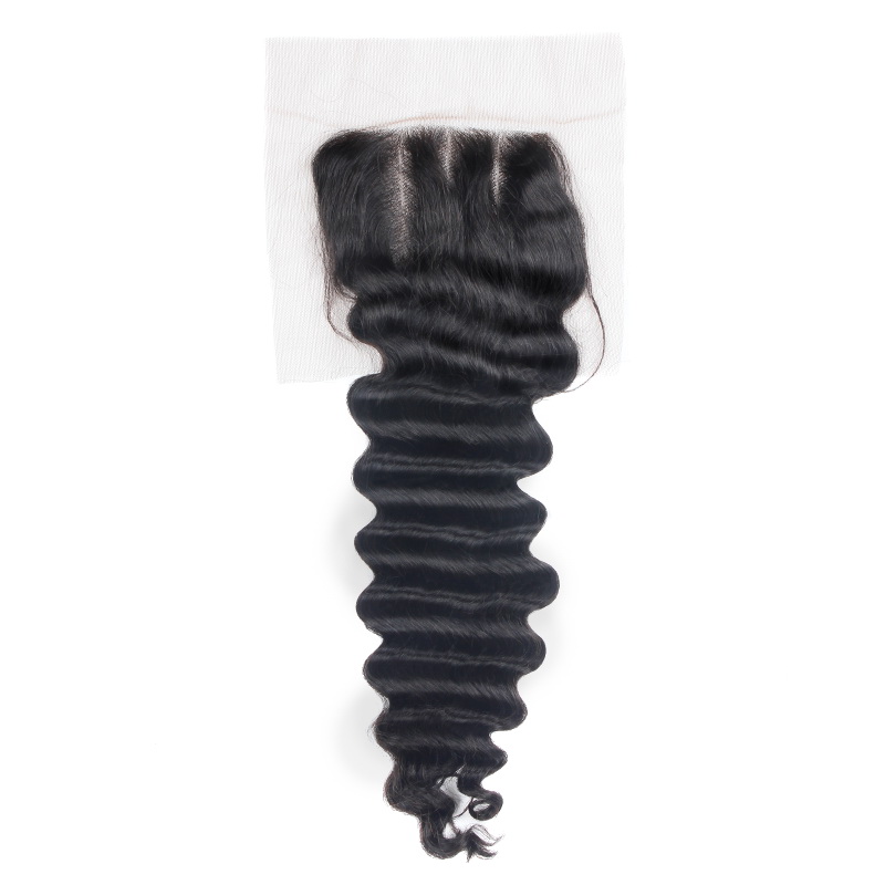 Stema Hair 4x4 Medium Brown Lace Closure Deep Wave Virgin Hair